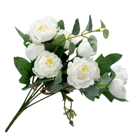 CASA & DECOR - Buchet flori artificiale albe - Bujori eleganti