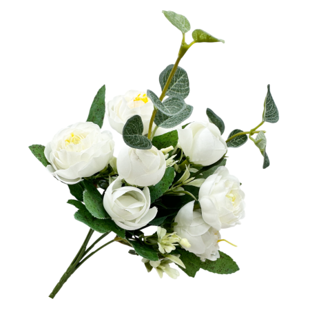 Buchet flori artificiale albe - Bujori eleganti [1]