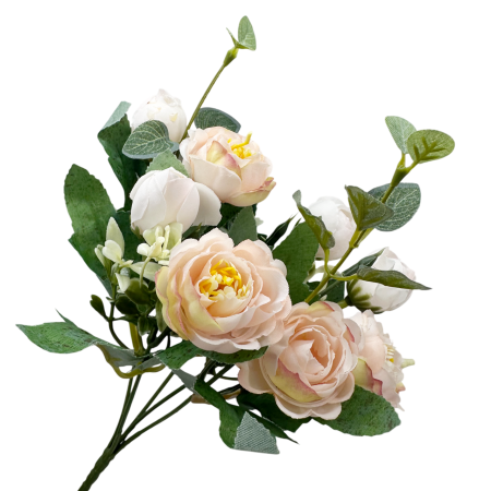 CASA & DECOR - Buchet flori artificiale roz-piersica - Bujori eleganti
