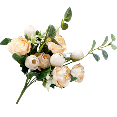 Flori Artificiale - Buchet flori artificiale roz-piersica - Bujori eleganti