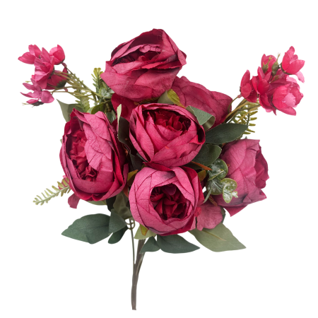 Buchet Flori artificiale ROMANCE - Bujori Rosii Vintage [1]