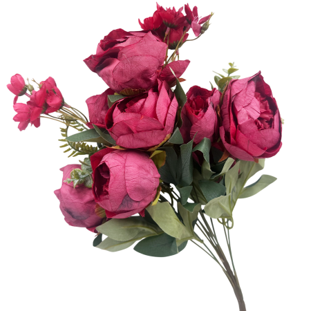 Buchet Flori artificiale ROMANCE - Bujori Rosii Vintage [2]