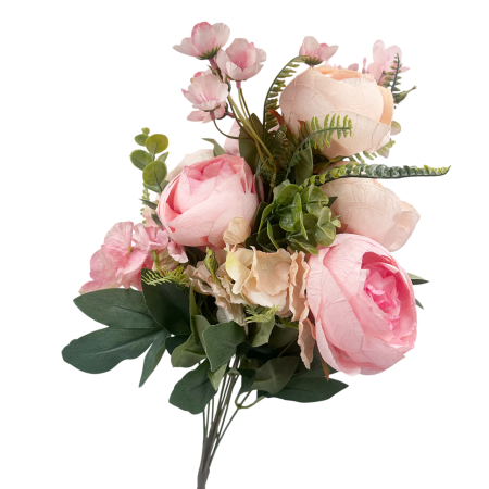 CASA & DECOR - Buchet Flori artificiale ROMANCE - Bujori Roz Vintage