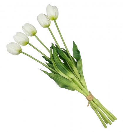 Flori Artificiale - Buchet Lalele artificiale BEAUTY, Alb