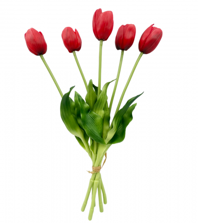 De Sezon - Buchet Lalele artificiale BEAUTY, Rosu, 40cm