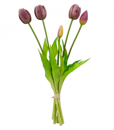 Flori Artificiale - Buchet Lalele artificiale BEAUTY, Mov prafuit, 40cm