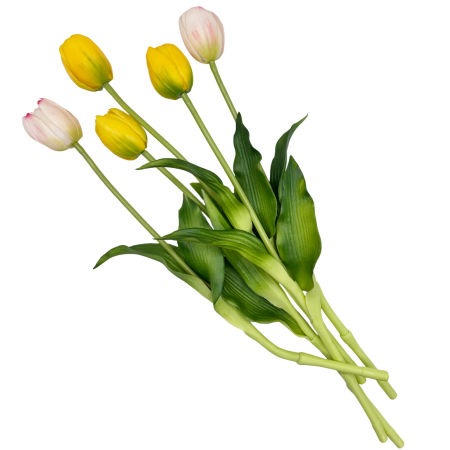 Buchet Lalele Artificiale Galbene si Roz BEAUTY [2]