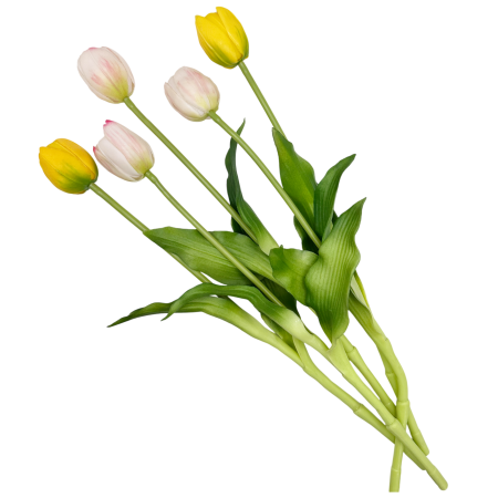 Buchet Lalele Artificiale Galbene si Roz BEAUTY [3]