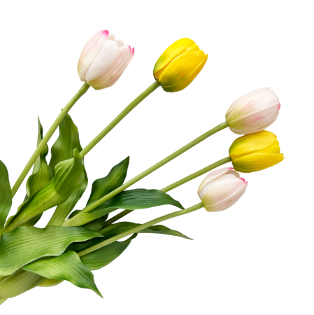 De Sezon - Buchet Lalele Artificiale Galbene si Roz BEAUTY