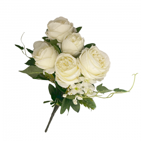 Flori Artificiale - Trandafiri artificiali PAULETTE, Alb ivoire, 45cm