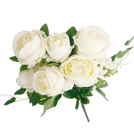 Buchet Trandafiri artificiali PAULETTE - Alb ivoire [1]