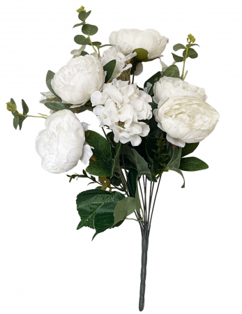 Bujori artificiali PAULETTE, Alb, 45cm