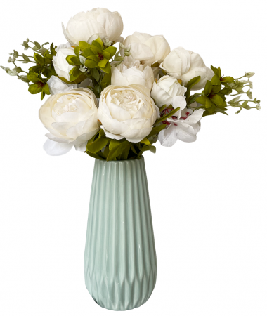 Bujori artificiali albi BERENICE, 45cm [1]
