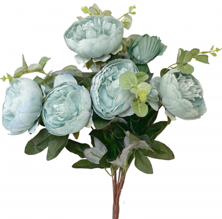 Bujori artificiali CHANTAL, Bleu turcoaz, 45cm [2]