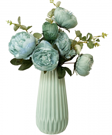 De Vara - Bujori artificiali CHANTAL, Bleu turcoaz, 45cm