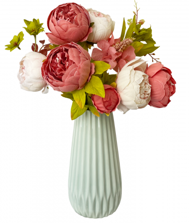 Flori Artificiale - Bujori artificiali BERENICE, Coral, 45cm