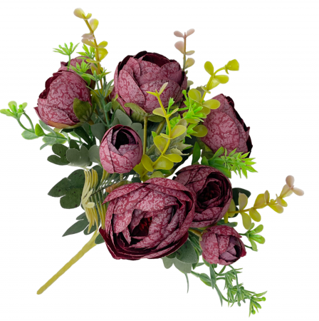 Bujori artificiali EUNICE, Burgundy, 30cm [2]