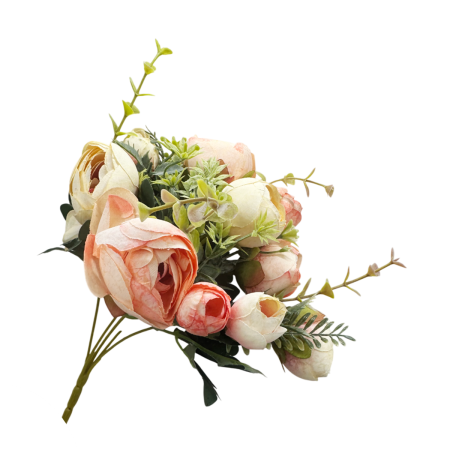 Flori Artificiale - Bujori artificiali EUNICE, Roz somon Crem, 30cm