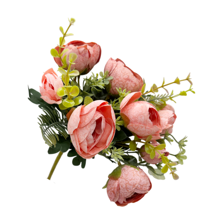 Flori Artificiale - Bujori artificiali EUNICE, Roz-somon, 30cm