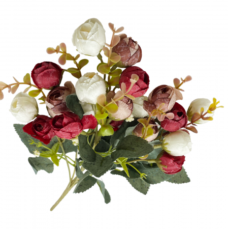 Bujori alb-rosu artificiali MARIE, 30cm [1]