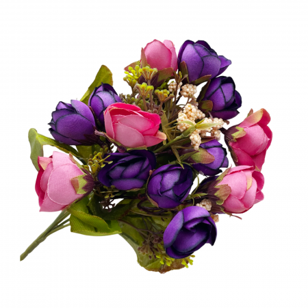 Flori Artificiale - Bujori artificiali MAYA, Mov/ Fucsia, 25cm