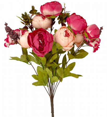 Bujori artificiali BERENICE, Roz/ Purpuriu, 45cm [2]