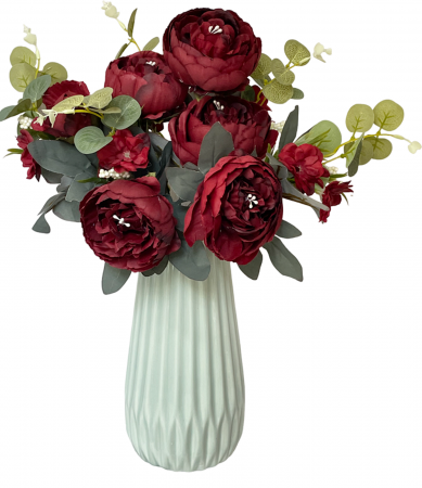 Bujori burgundy artificiali CHANTAL, 45cm [2]