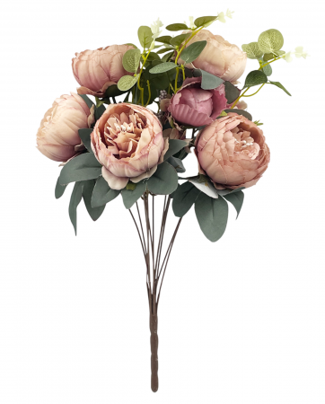 Flori Artificiale - Bujori artificiali FREYA, Roz cenusiu, 45cm