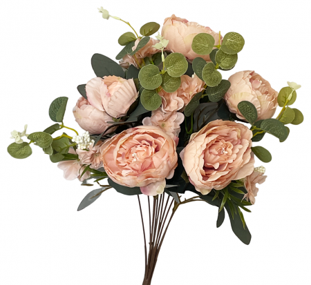 Bujori roz-piersica artificiali CHANTAL, 45cm [1]