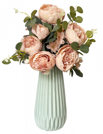 Bujori roz-piersica artificiali CHANTAL, 45cm [2]