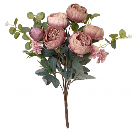 Flori Artificiale - Bujori roz prafuit artificiali CHANTAL, 45cm