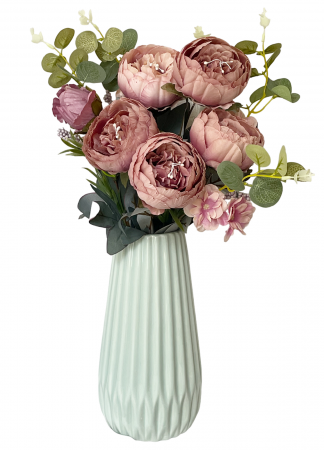 Bujori roz prafuit artificiali CHANTAL, 45cm [2]