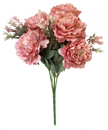 Flori Artificiale - Bujori roz-somon artificiali CORINNE, 45cm