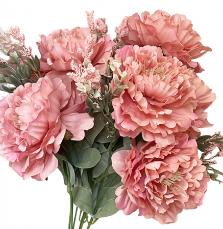 Bujori roz-somon artificiali CORINNE, 45cm [1]