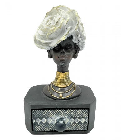 Statueta africana - Caseta bijuterii ZURI, Negru/ Auriu [1]