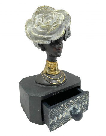 Statueta africana - Caseta bijuterii ZURI, Negru/ Auriu [2]