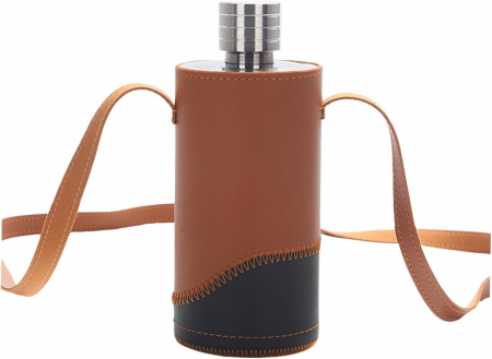 Pahare si Accesorii Bar - Plosca inox WALTER, Husa maro, 500ml