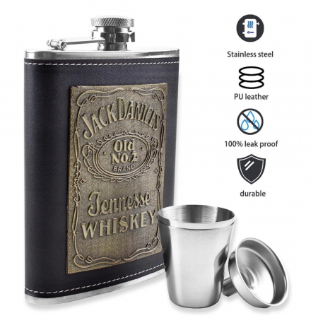 Set Plosca, 2 Pahare si Palnie JACK, 250ml, Maro [4]