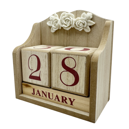 Calendar perpetuu de birou FLOWERS, Natur/ Rosu, 14x15cm [1]