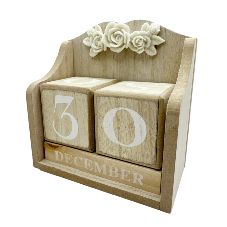 Calendar perpetuu de birou FLOWERS, Natur/ Alb, 14x15cm [1]