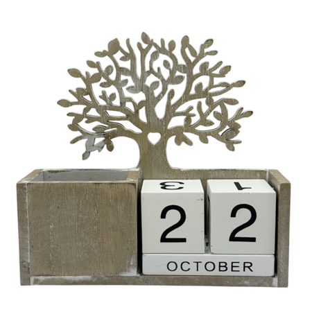 Obiecte Decorative - Calendar perpetuu cu suport de pixuri TREE OF LIFE, 15x15cm