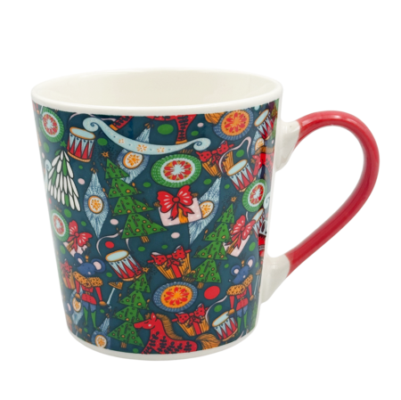 CANI & CESTI CRACIUN - Cana ceramica albastra SEASON cu ornamente festive