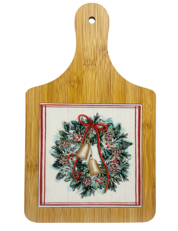 SERVIRE & DECORARE MASA CRACIUN - Tocător Bambus cu Ren și Decor de Crăciun – Elegant & Festiv | Prăvălia cu Surprize