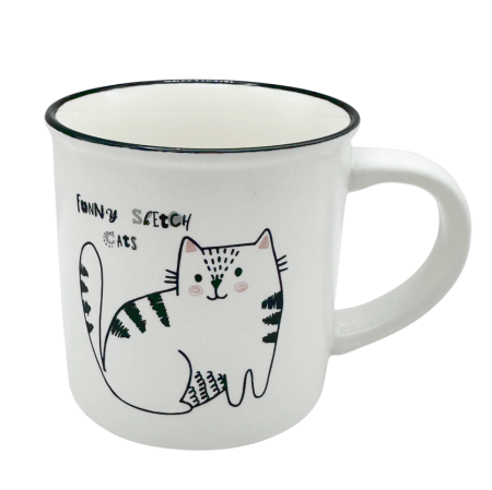 Cani Ceramica - Cana alba - design Pisica SAMMY