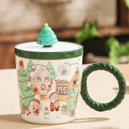 Cană Crăciun cu Capac și Brăduț 3D JOY – Căsuțe de Iarnă [2]