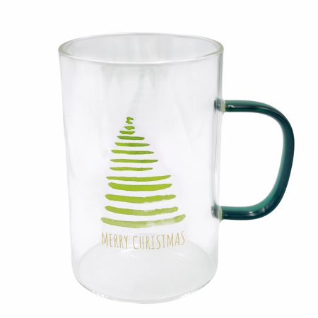 Cană Sticlă MERRY CHRISTMAS cu Brăduț – Model Transparent [2]