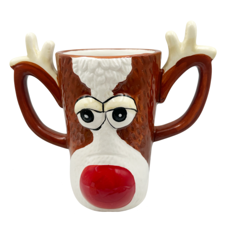 CANI & CESTI CRACIUN - Cană ceramică Ren cu coarne RUDOLPH