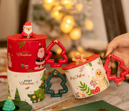 Cana verde Craciun cu cadou si maner bradut JOY [1]