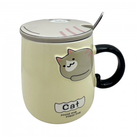 Cani Ceramica - Cana cu capac, Pisica 3D Murphy, 350ml