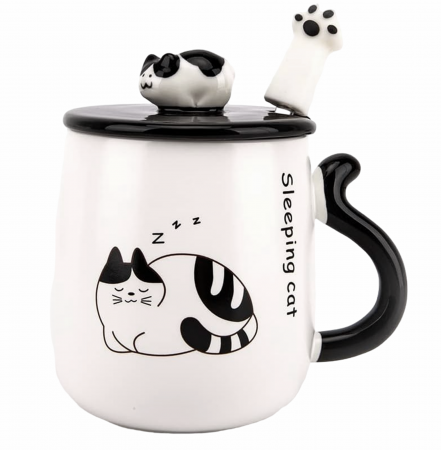Cani Ceramica - Cana cu capac 3D, PISICA TOM, 400ml
